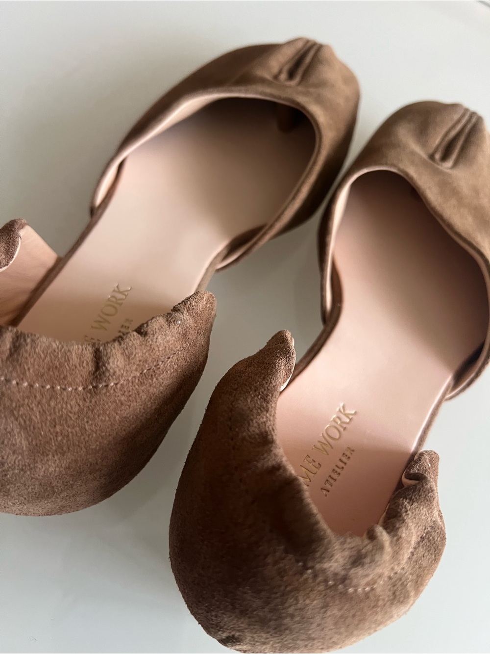 HOME WORK ATELIER Tabi Ballet Flats Suede Brown Minimalist Shoes - Picture 4 of 16